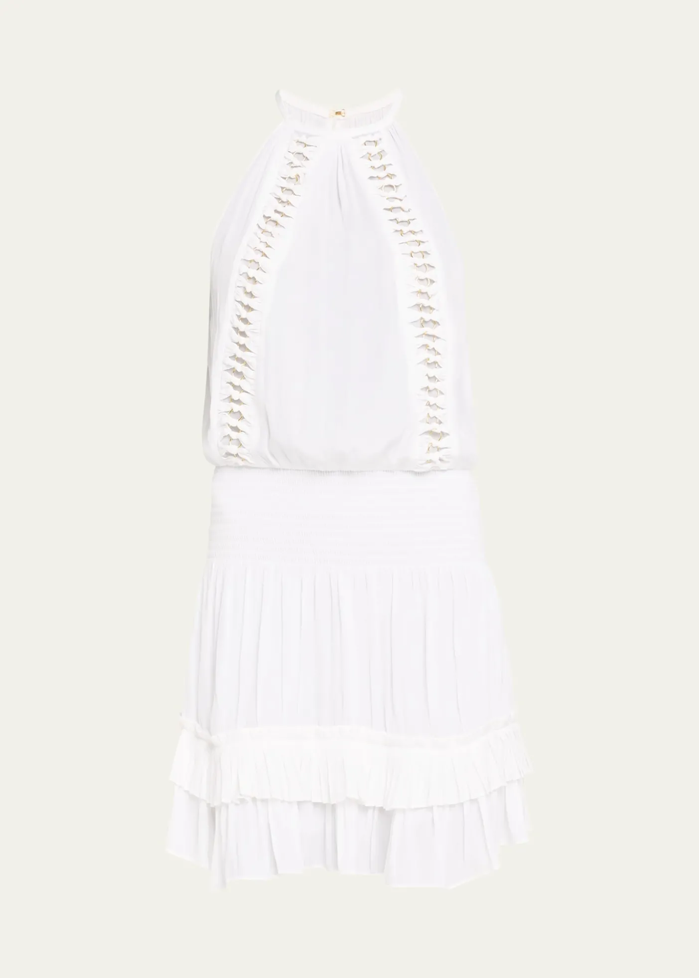 Ramy BrookDelfina Embellished Smocked Halter Mini Dress
