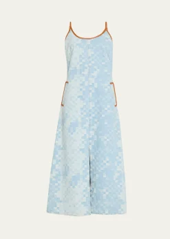 Ramy BrookLuna Checkered Denim Midi Dress