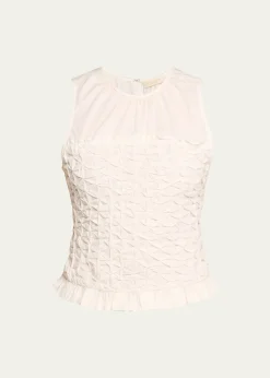 Ramy BrookPaisley Textured Ruffle-Hem Blouse