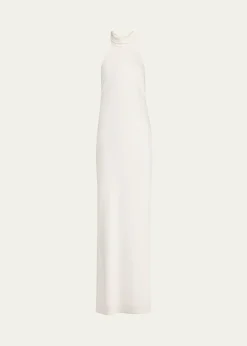 Ramy BrookTatiana Low-Cut Halter Column Gown