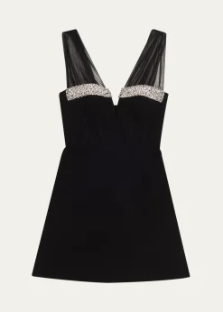 REBECCA VALLANCEAstros Crystal-Trim Crepe Mini Dress