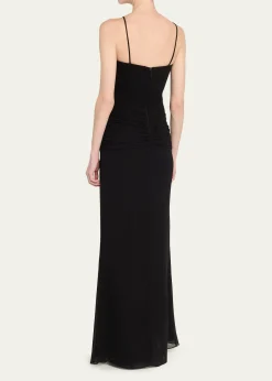 REBECCA VALLANCEAstros Draped Crystal-Trim Halter Gown