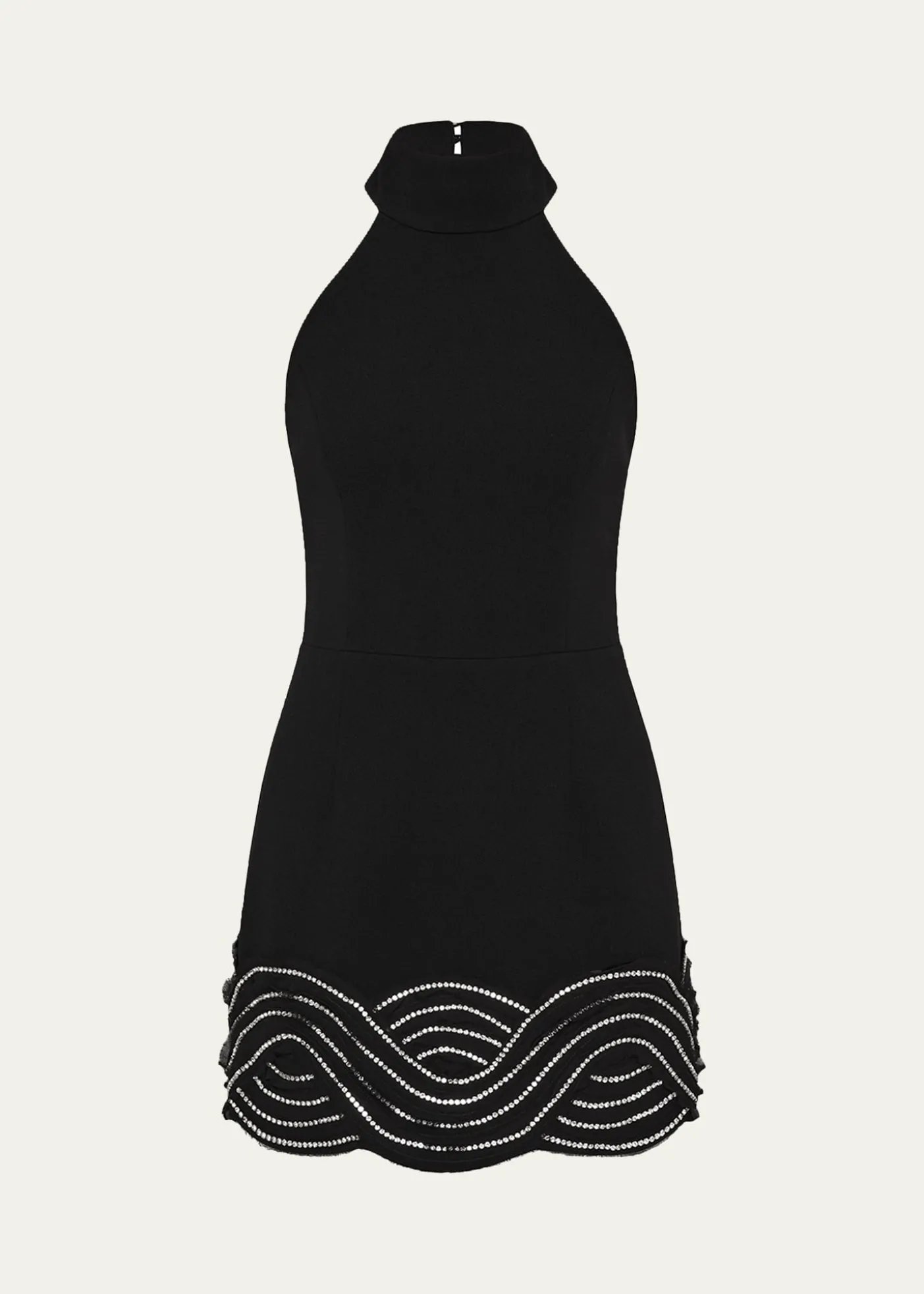 REBECCA VALLANCEBellatrix Low-Back Rhinestone Halter Mini Dress