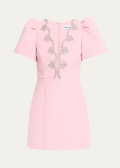 REBECCA VALLANCEHarlynn Scalloped Diamante-Trim Mini Dress