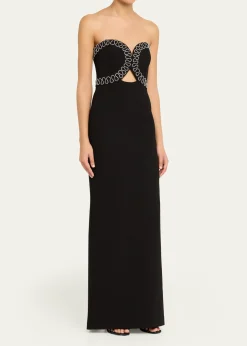 REBECCA VALLANCENyx Strapless Diamante-Trim Column Gown