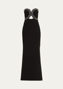REBECCA VALLANCENyx Strapless Diamante-Trim Column Gown