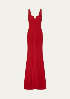 REBECCA VALLANCEZarya Sleeveless Draped Mermaid Gown