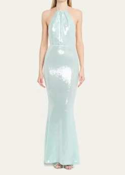 RetrofeteElexa Sequined Halter Dress