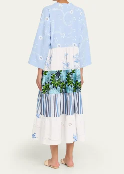 Rianna + NinaOoak Kendima Volant Tiered Patchwork Midi Dress