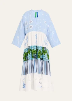 Rianna + NinaOoak Kendima Volant Tiered Patchwork Midi Dress