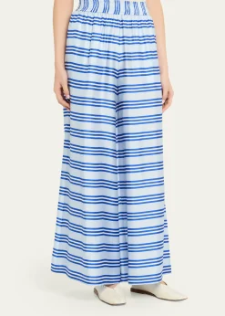 Rianna + NinaWide-Leg Striped Silk Pants