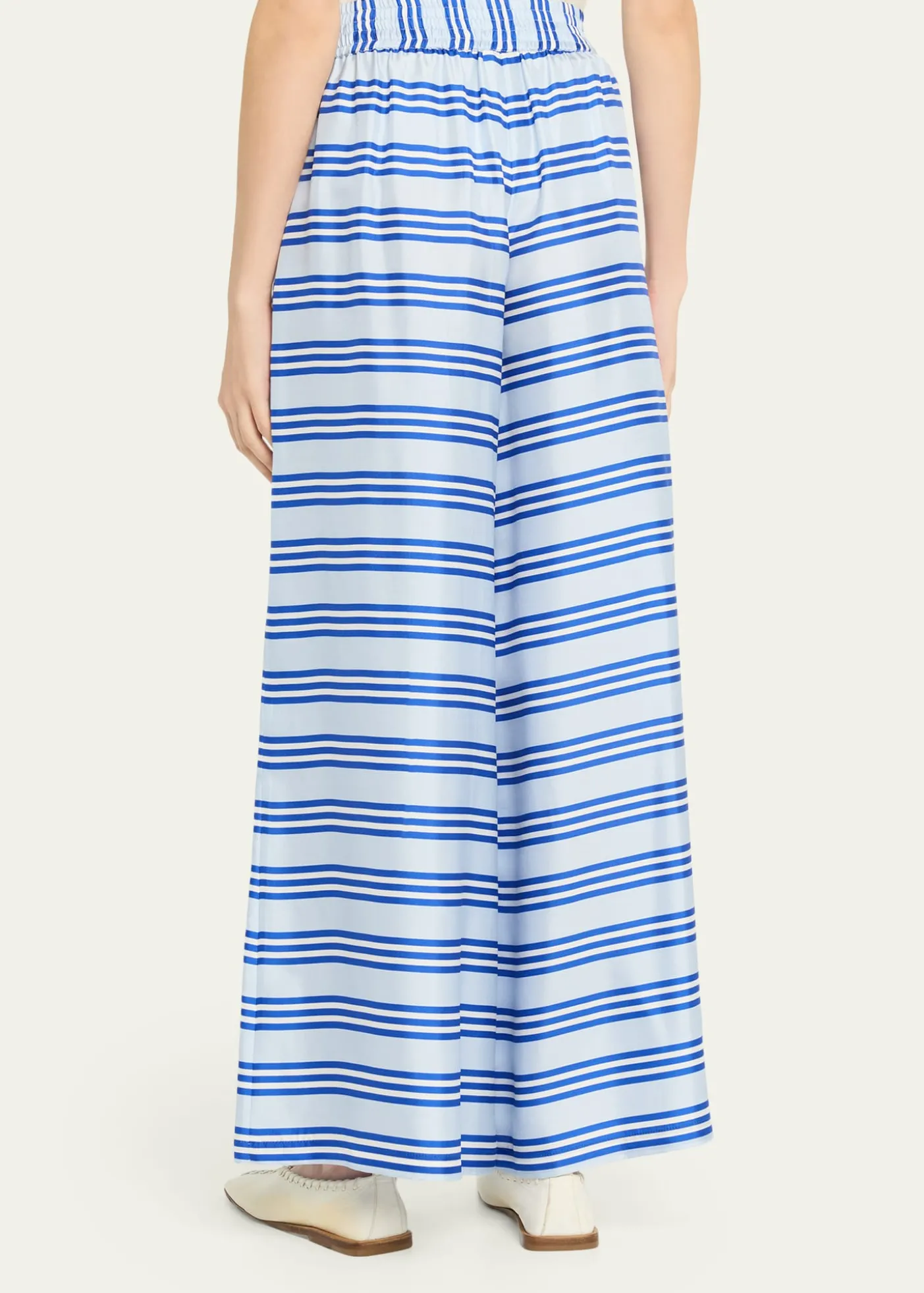 Rianna + NinaWide-Leg Striped Silk Pants
