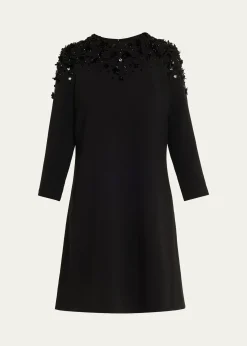Rickie Freeman for Teri JonA-Line Floral Applique Crepe Dress