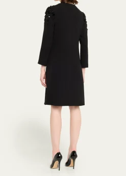 Rickie Freeman for Teri JonA-Line Floral Applique Crepe Dress