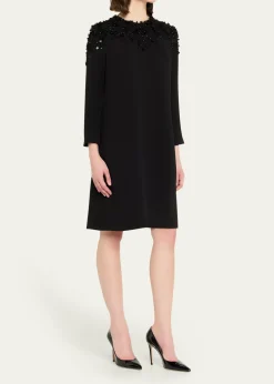 Rickie Freeman for Teri JonA-Line Floral Applique Crepe Dress