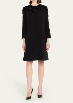 Rickie Freeman for Teri JonA-Line Floral Applique Crepe Dress
