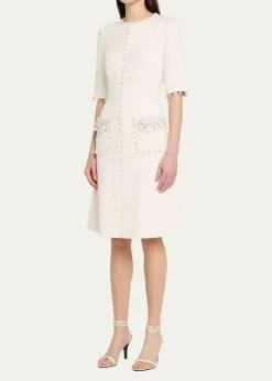 Rickie Freeman for Teri JonBead-Embellished Boucle Dress