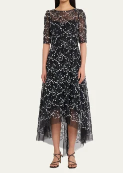 Rickie Freeman for Teri Jon3D Lace High-Low Cocktail Dress