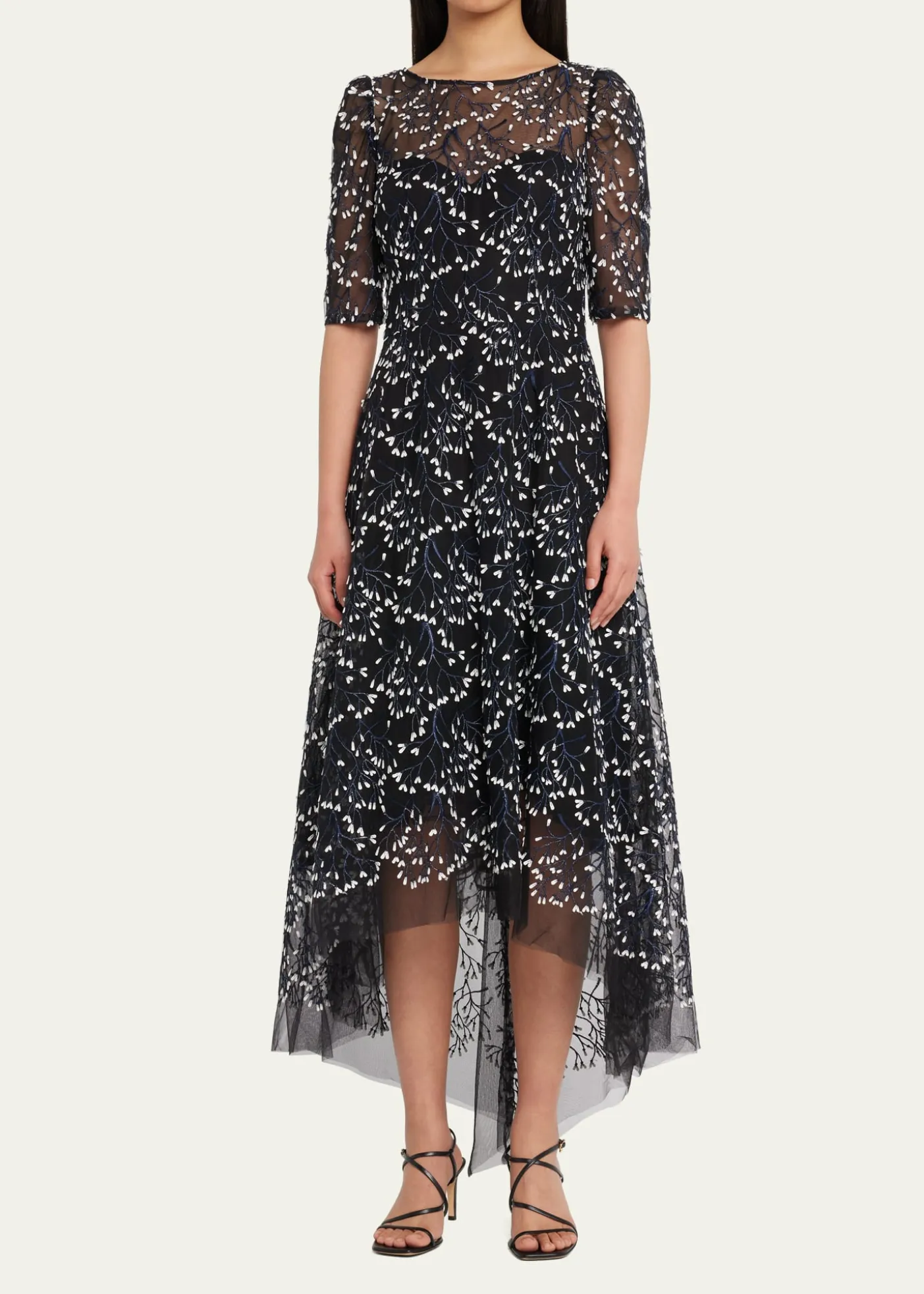 Rickie Freeman for Teri Jon3D Lace High-Low Cocktail Dress