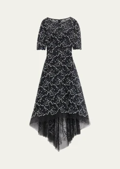 Rickie Freeman for Teri Jon3D Lace High-Low Cocktail Dress