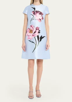 Rickie Freeman for Teri JonFloral-Print Faille Dress