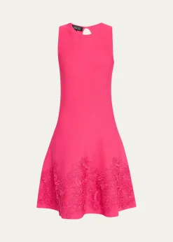 Rickie Freeman for Teri JonSleeveless Lace-Trim Knit Dress