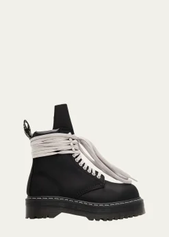 Rick Owensx Dr. Martens Quad Sole Steel Toe Leather Ankle Boots