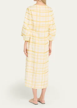 Rosie AssoulinRibbon-Embellished Plaid Midi Caftan