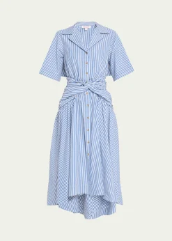 Rosie AssoulinStriped Tie High-Low Shirtdress