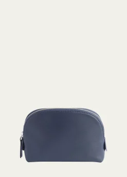 ROYCE New YorkMonogrammed Compact Leather Cosmetic Bag, Personalized