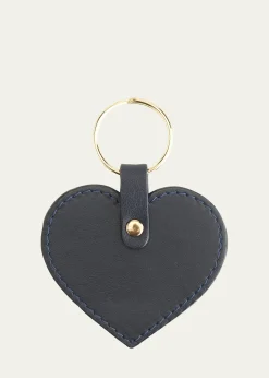 ROYCE New YorkMonogrammed Leather Heart-Shaped Key Chain, Personalized