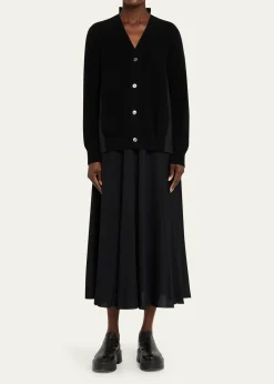 SACAIPleated-Back Rib-Knit Cardigan