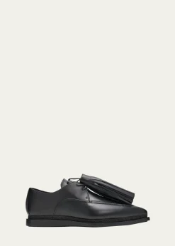 SACAITassel Leather Pointed-Toe Moccasins