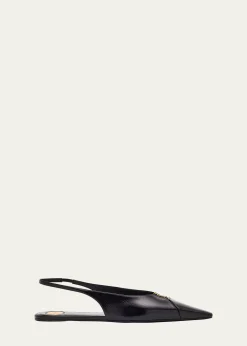 Saint LaurentBabylone Leather YSL Slingback Ballerina Flats