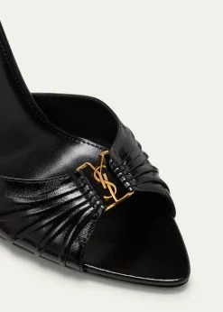 Saint LaurentBabylone YSL Ruched Leather Mule Sandals
