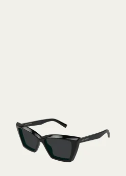 Saint LaurentBeveled Acetate Cat-Eye Sunglasses