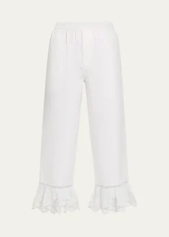 Saint LaurentBroderie Anglaise Ruffle Straight-Leg Crop Pants