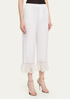 Saint LaurentBroderie Anglaise Ruffle Straight-Leg Crop Pants