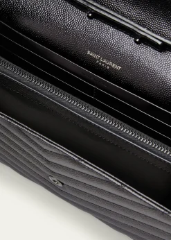 Saint LaurentCassandre YSL Monogram Large Wallet on Chain in Grained Leather