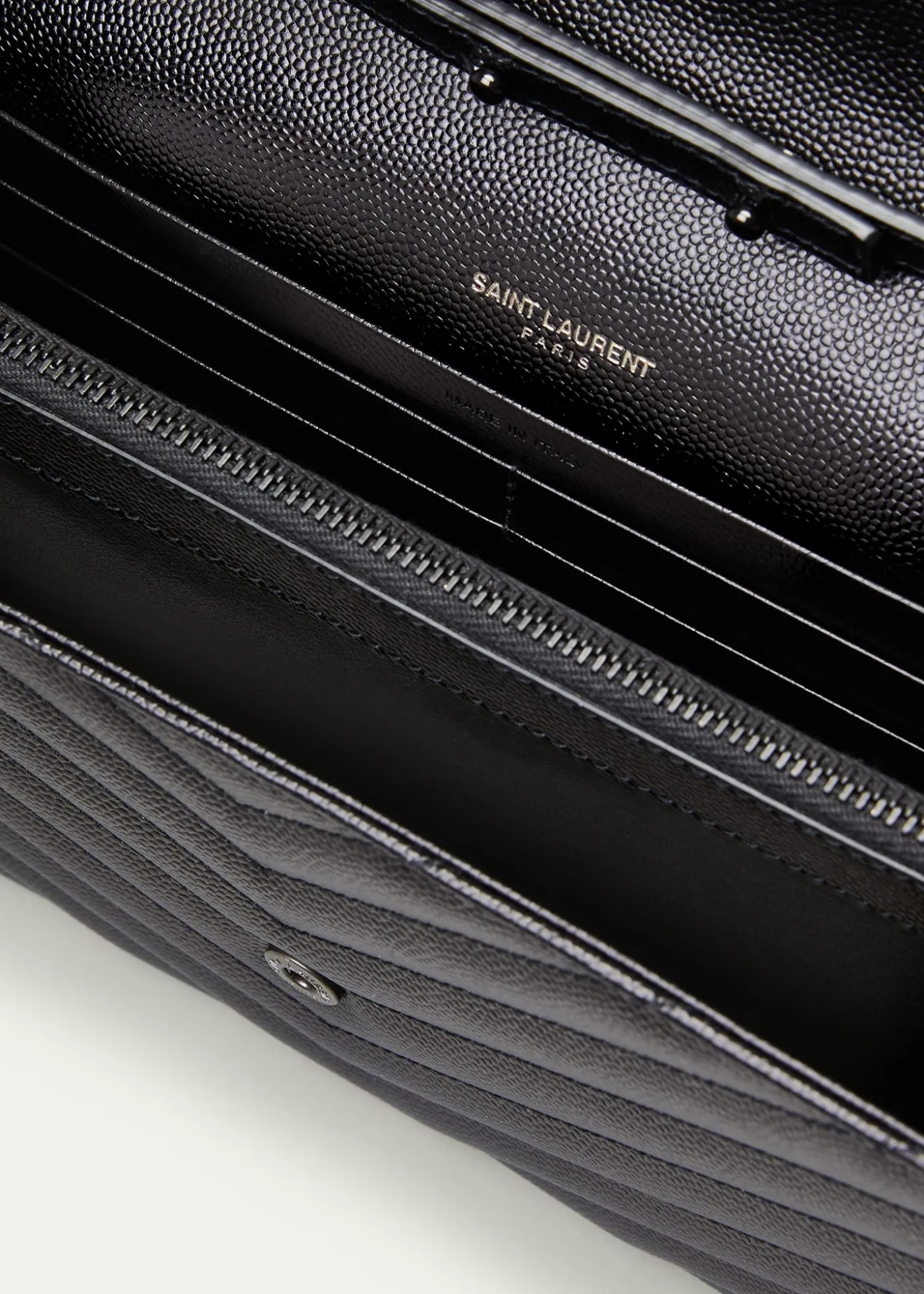 Saint LaurentCassandre YSL Monogram Large Wallet on Chain in Grained Leather
