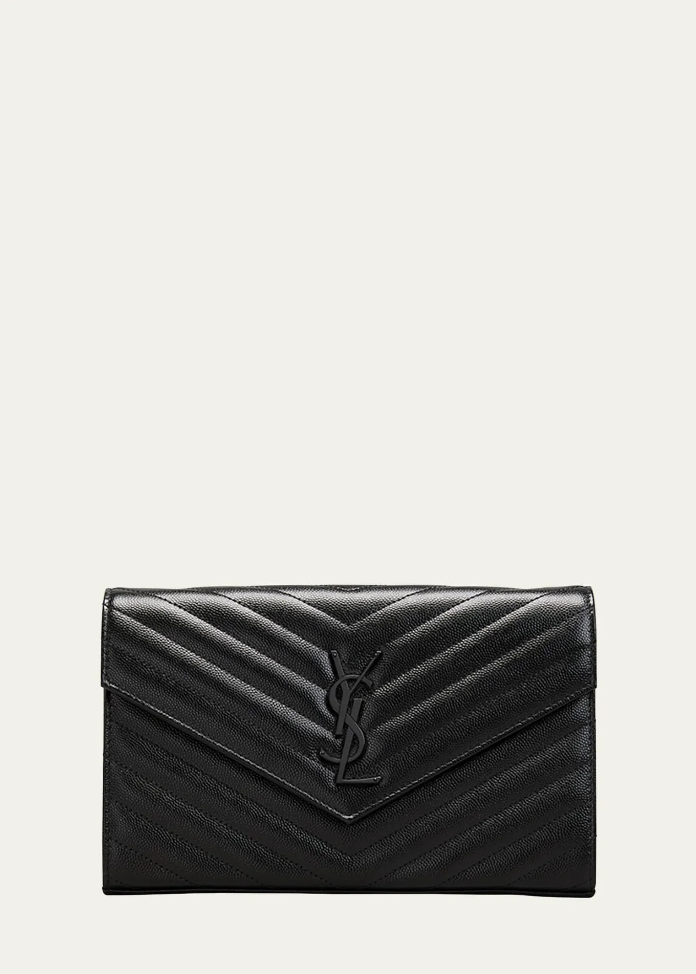 Saint LaurentCassandre YSL Monogram Large Wallet on Chain in Grained Leather