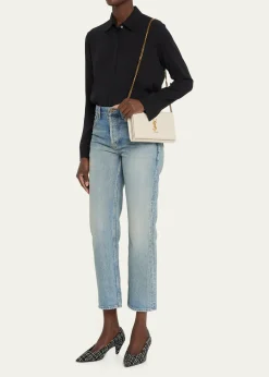 Saint LaurentCassandre YSL Wallet on Chain in Quilted Smooth Leather