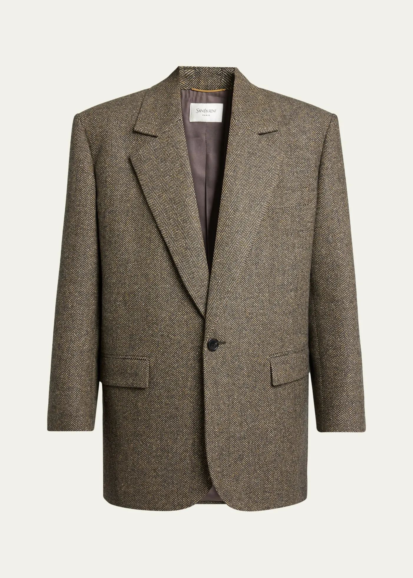 Saint LaurentHerringbone Wool Single-Breasted Jacket