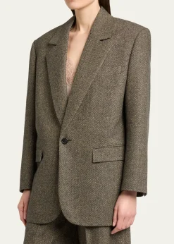 Saint LaurentHerringbone Wool Single-Breasted Jacket