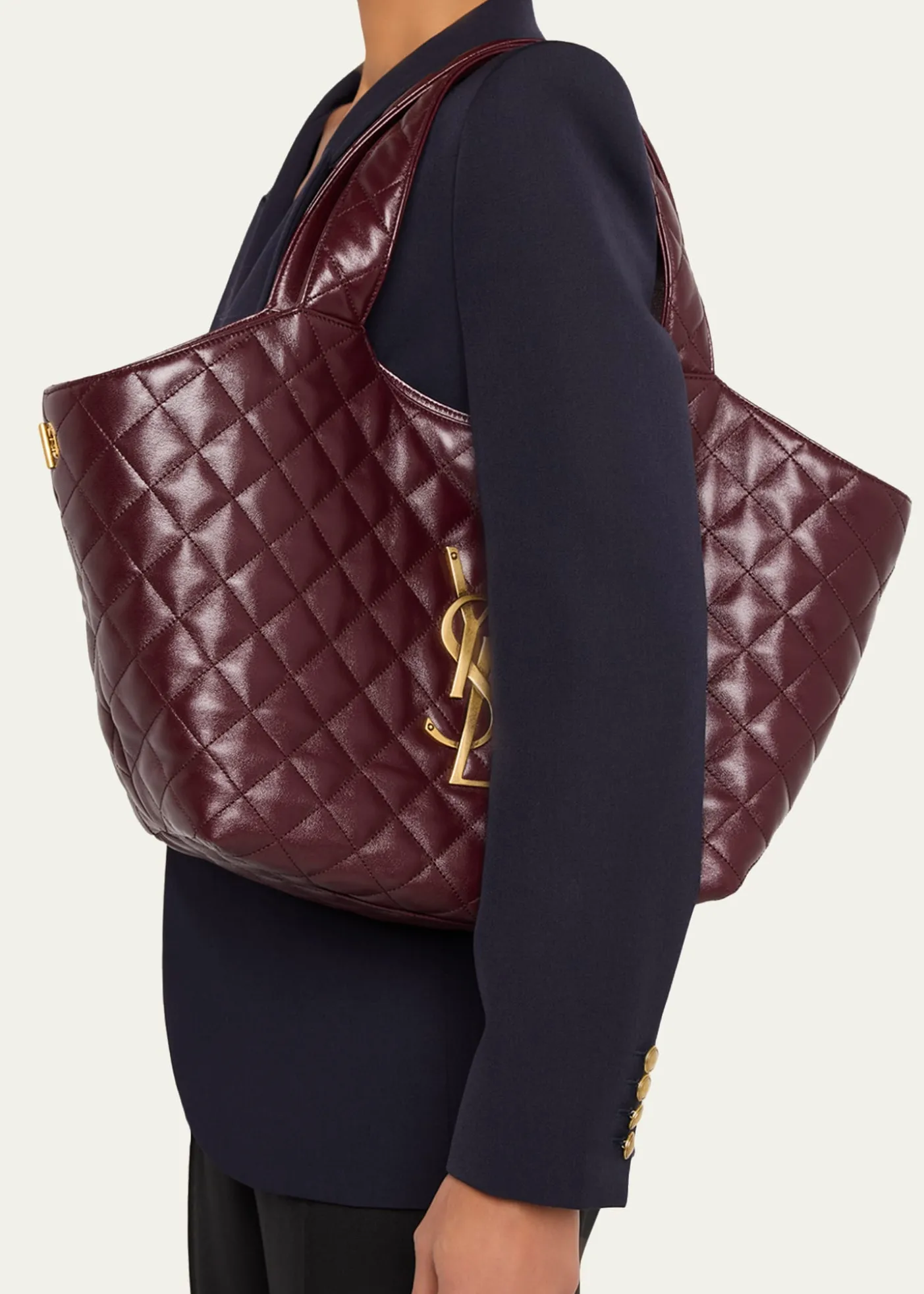 Saint LaurentIcare Medium YSL Quilted Leather Tote Bag