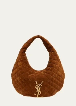 Saint LaurentIcare YSL Quilted Suede Hobo Bag