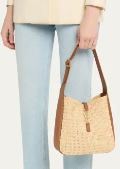 Saint LaurentLe 5 A 7 Small Shoulder Bag in Raffia and Leather