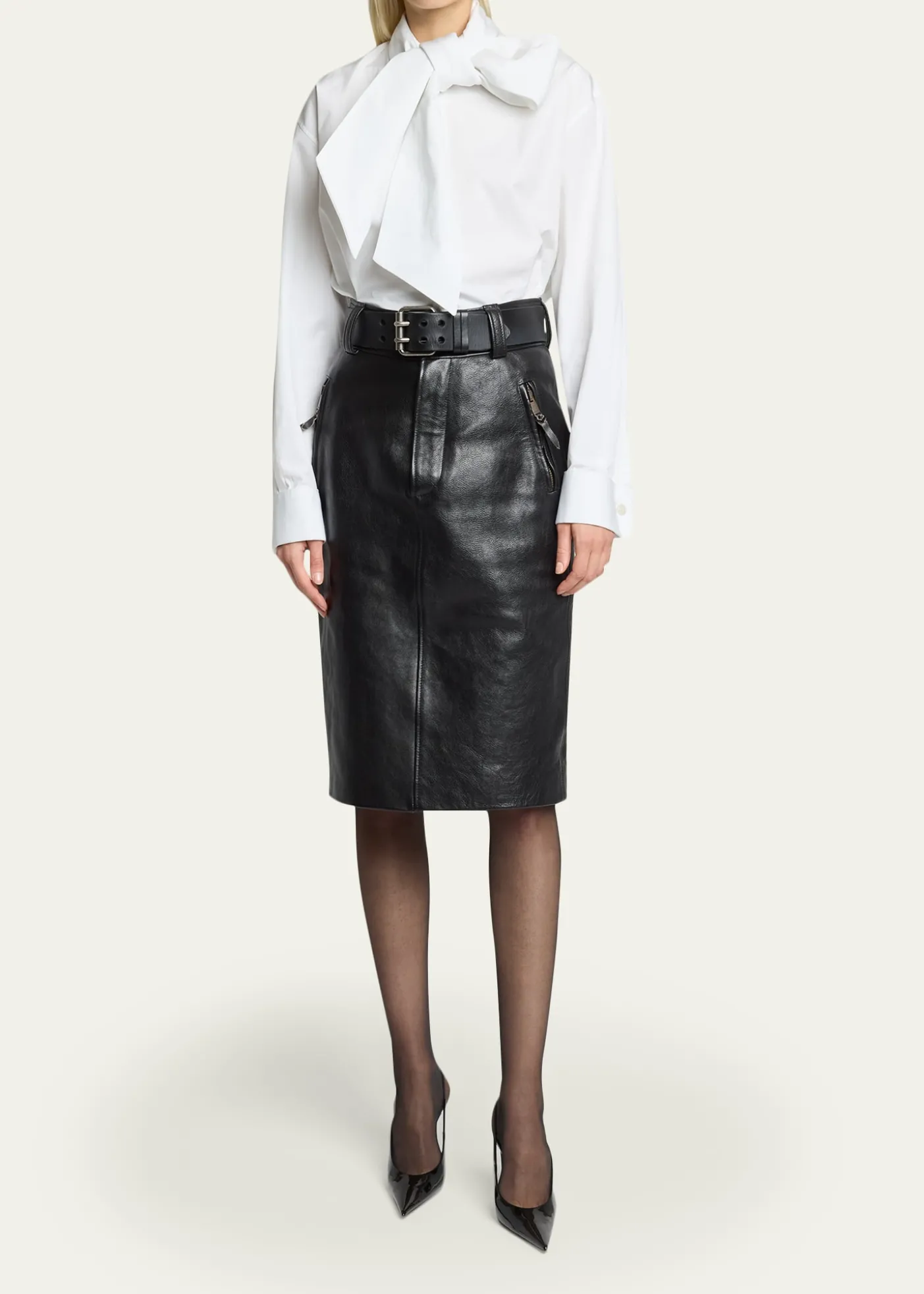 Saint LaurentLeather Pencil Skirt