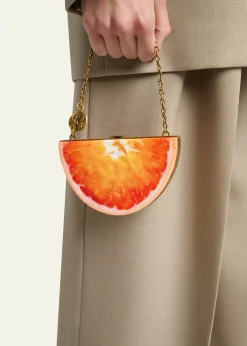 Saint LaurentMini Orange Wedge Resin Clutch Bag