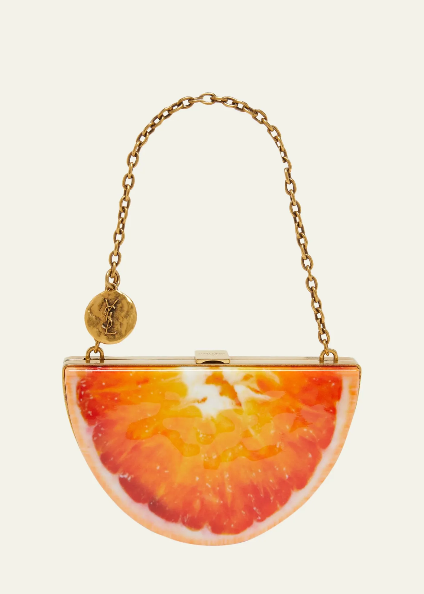 Saint LaurentMini Orange Wedge Resin Clutch Bag
